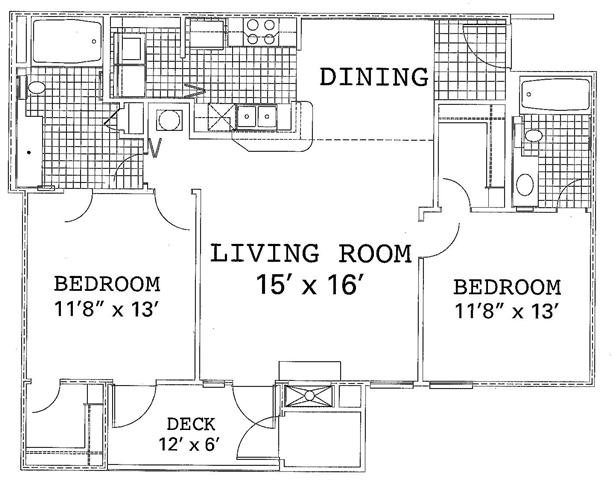 2 Bedroom 2 Bath Floor Plan 2