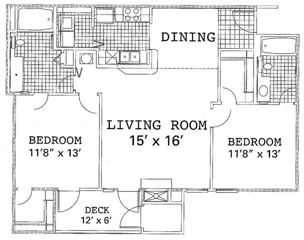 2 Bedroom 2 Bath Renovated Floor Plan 3
