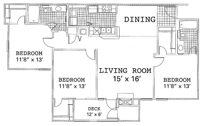 3 Bedroom 2 Bath Floor Plan 4
