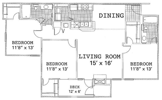 3 Bedroom 2 Bedroom Renovated Floor Plan 5