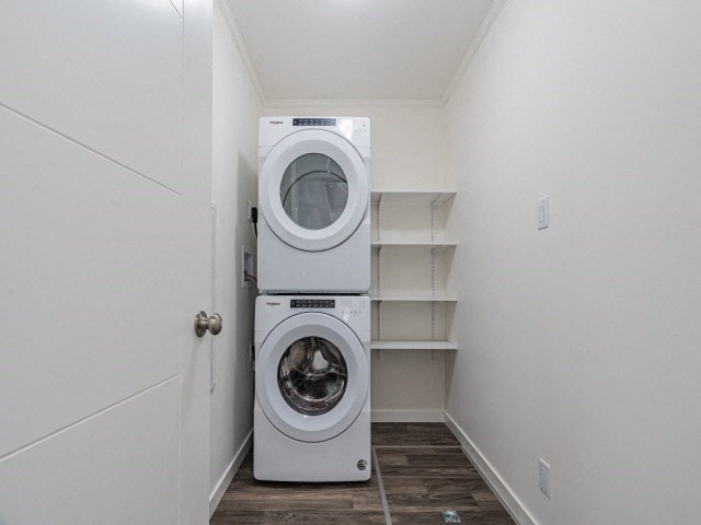 a washing machine and a dryer in a small room