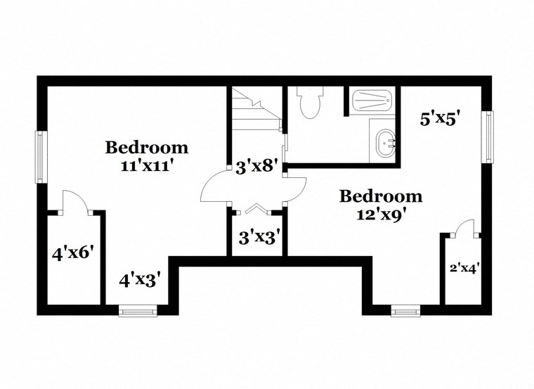 a floor plan of a house with a bedroom and a living room