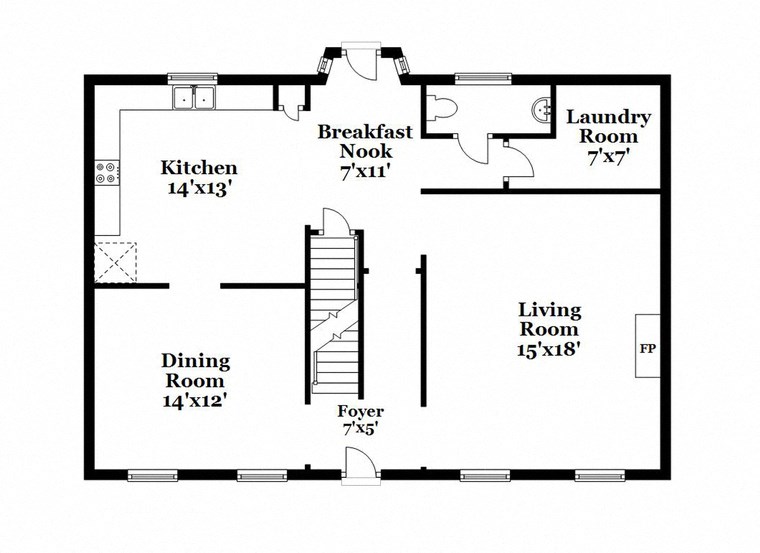 a floor plan of a house with bedrooms and a living room and a dining room