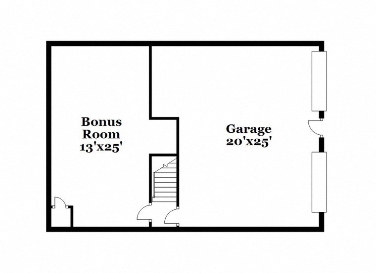a floor plan of a house with bedrooms and a garage with a loft
