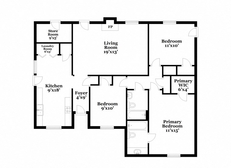 a floor plan of a house with an open floor plan