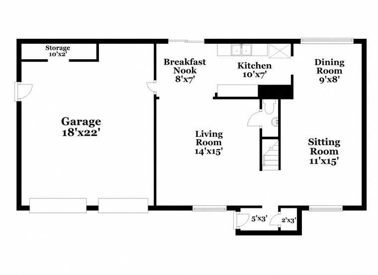 a floor plan of a house with a bedroom and a living room