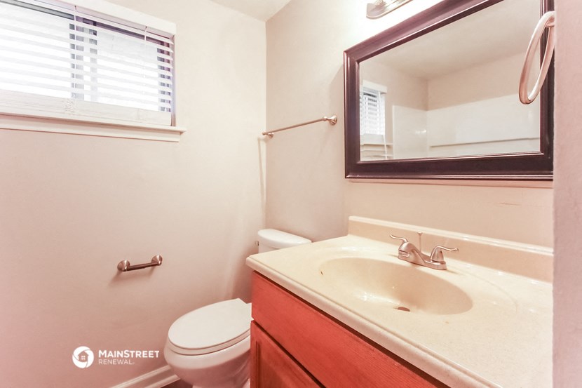 a bathroom with a sink and a mirror and a toilet