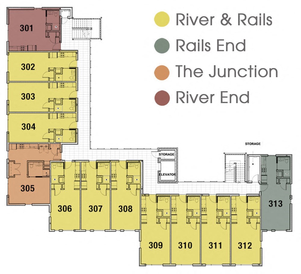 a floor plan of the river  rails end and the junction river end