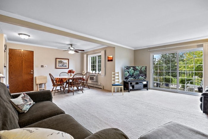 a living room with a couch and a tv