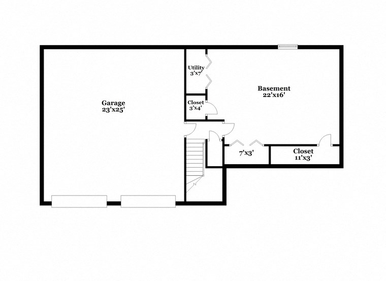 a floor plan of a house with a bedroom and a living room with a kitchen