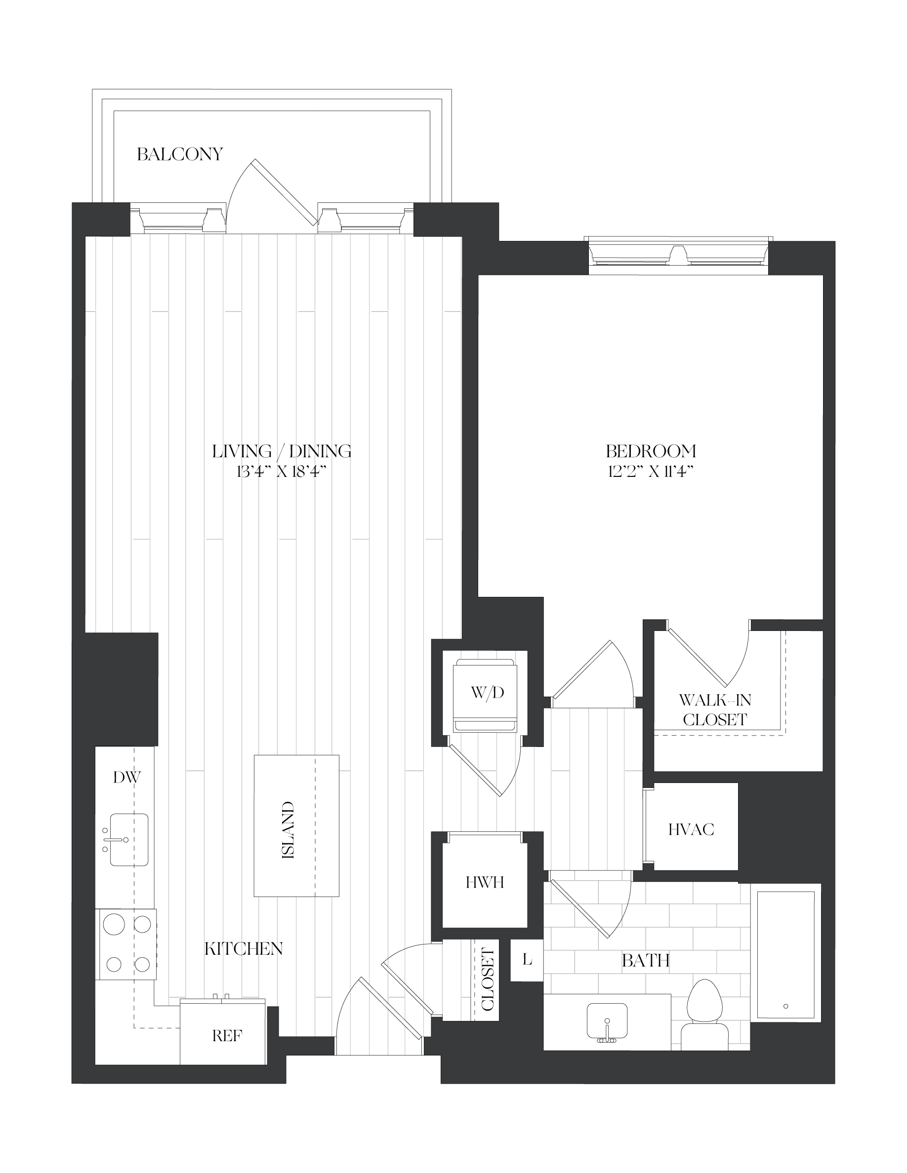 1 Bed/1 Bath-1B-1-B1 Balcony
