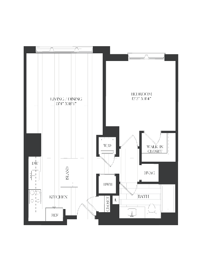 1 Bed/1 Bath-1B-1-B