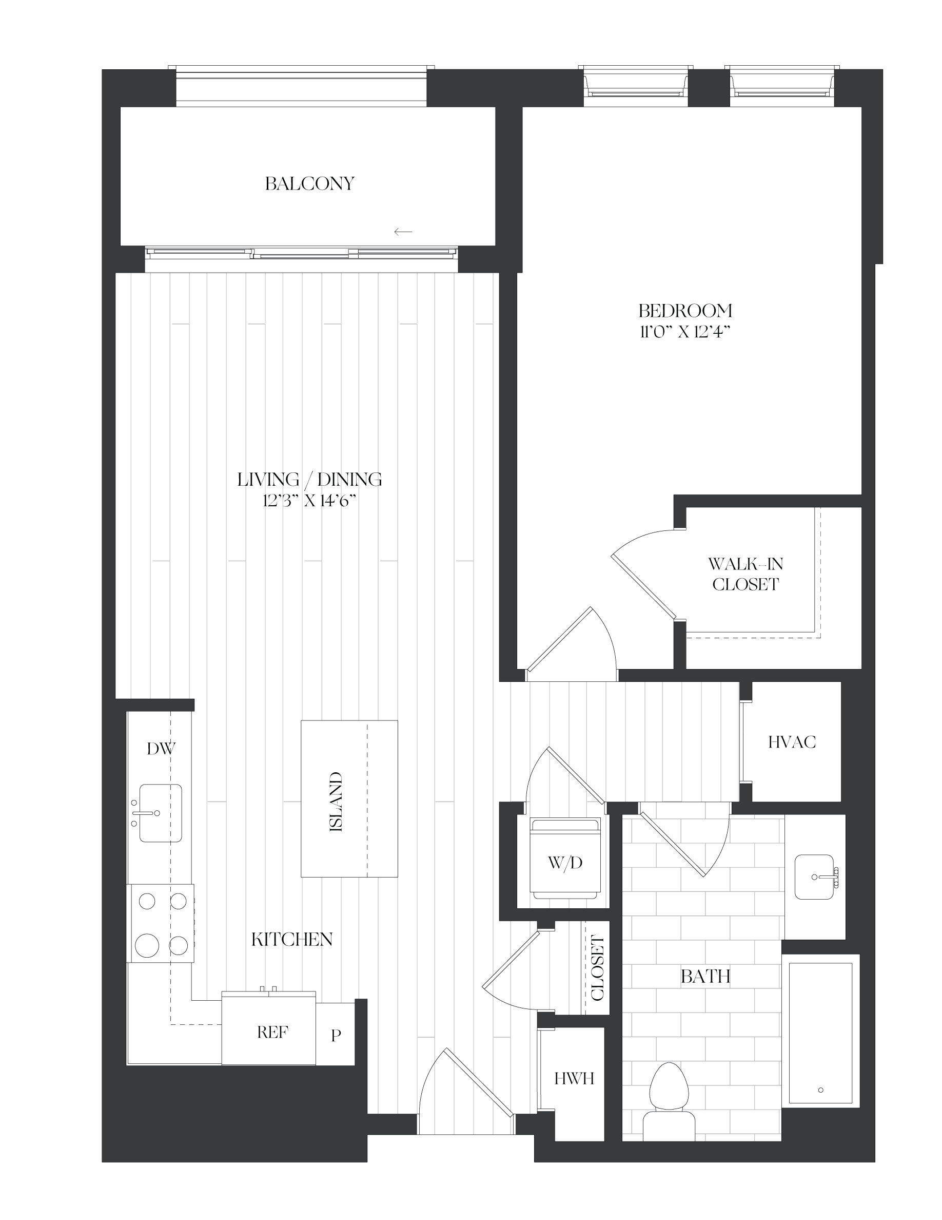 1 Bed/1 Bath-1B-3-D1 Balcony