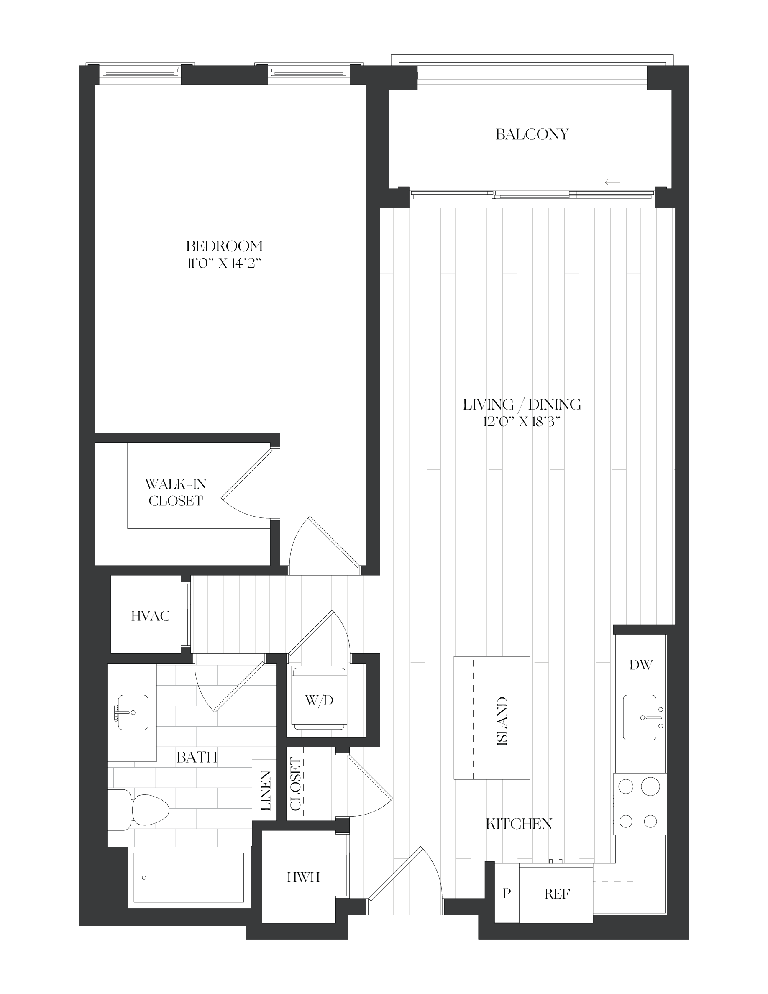 1 Bed/1 Bath-1B-3-F