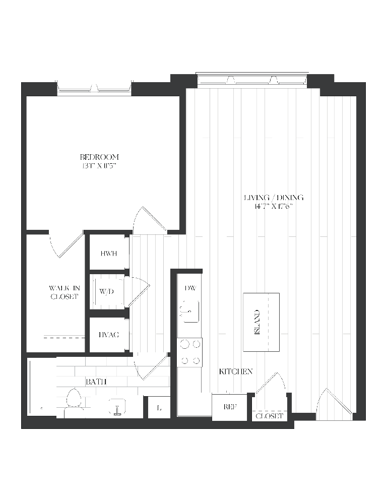 1 Bed/1 Bath-1B-4-B