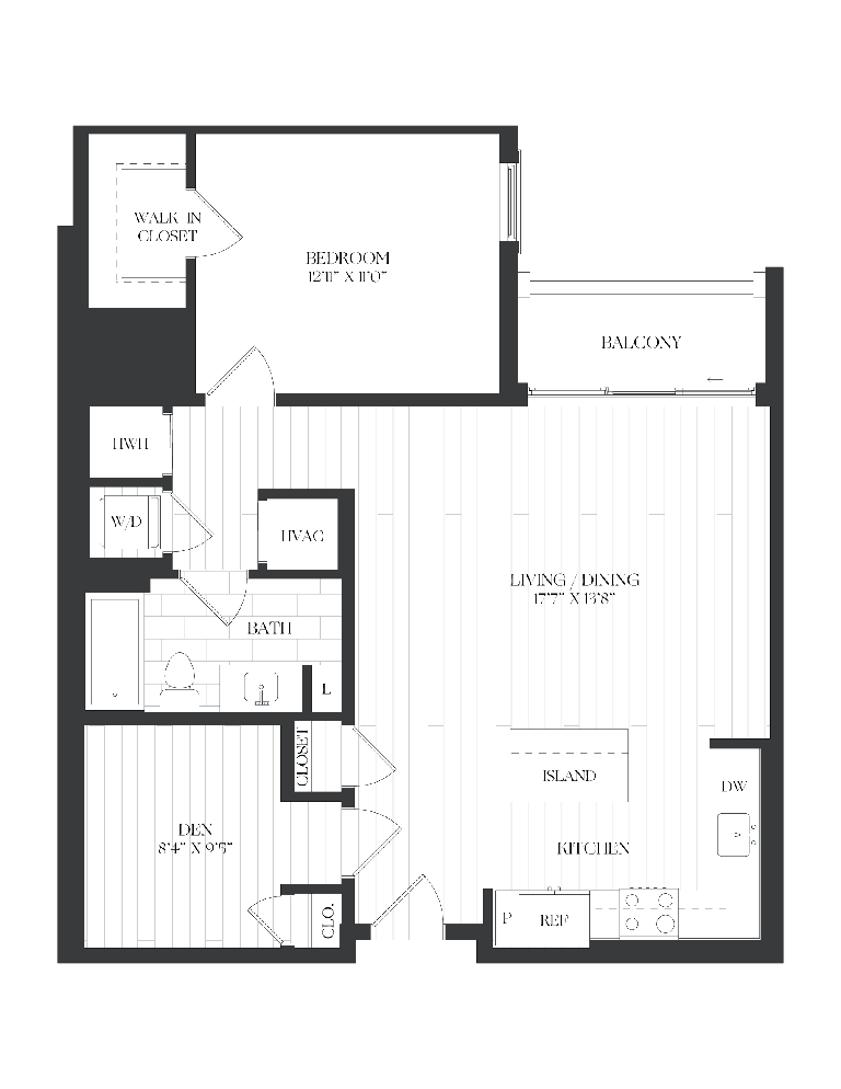 1 Bed/1 Bath Den-1D-4