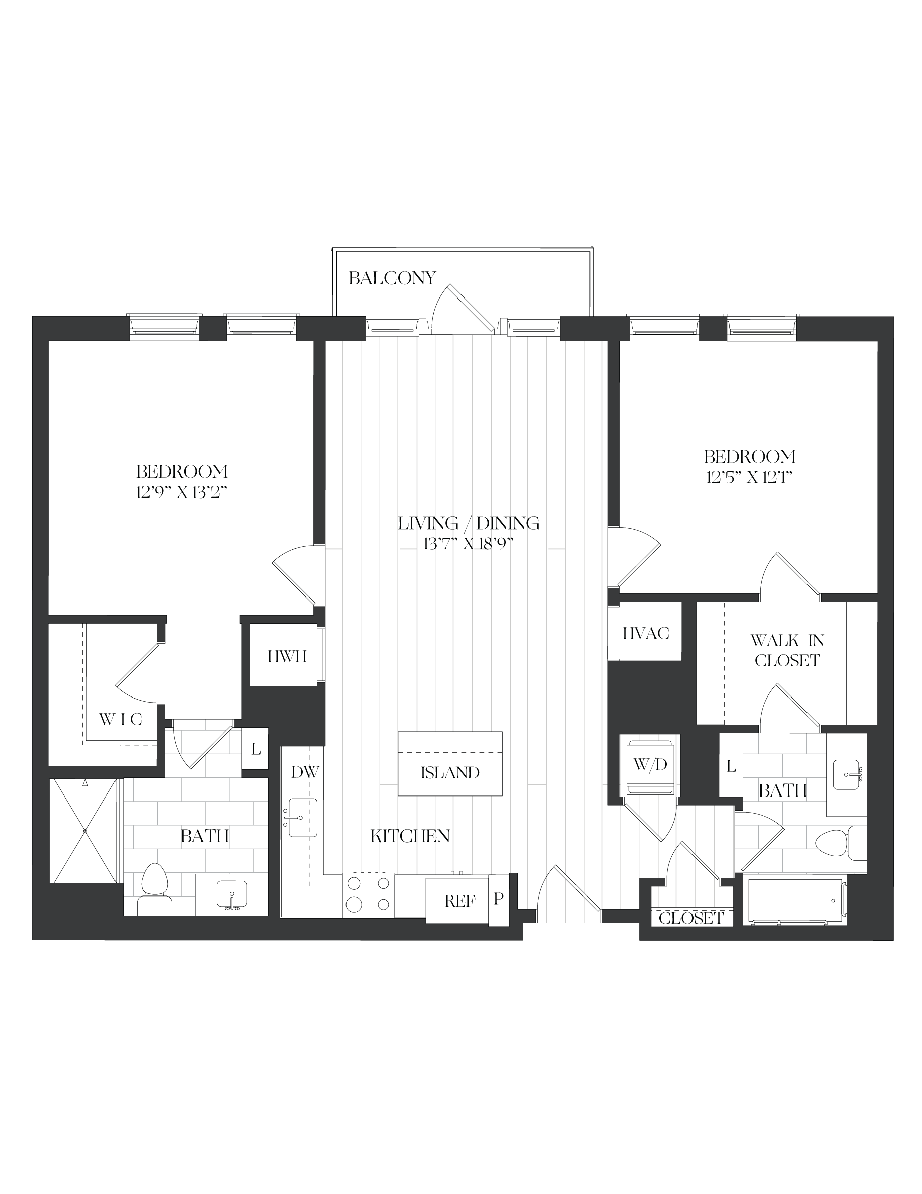 2 Bed/2 Bath-2B-1-B1 Balcony