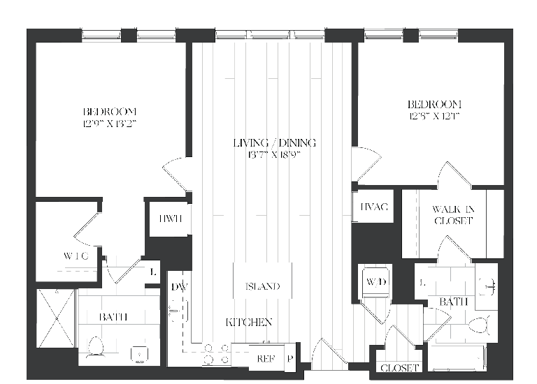 2 Bed/2 Bath-2B-1-D