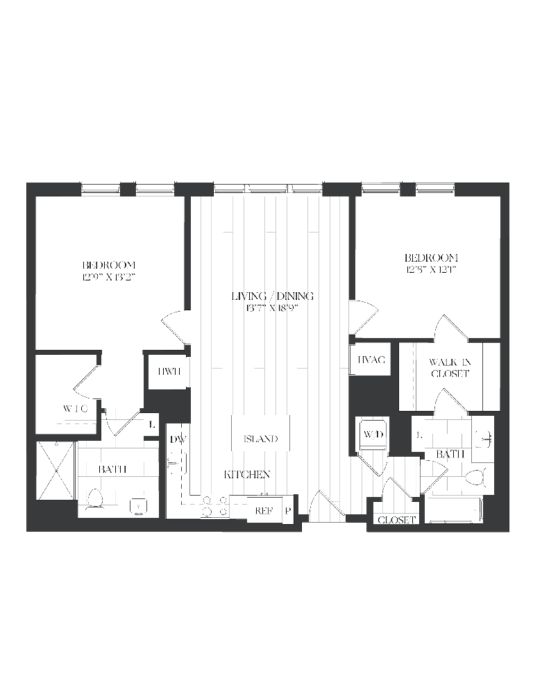 2 Bed/2 Bath-2B-1-B