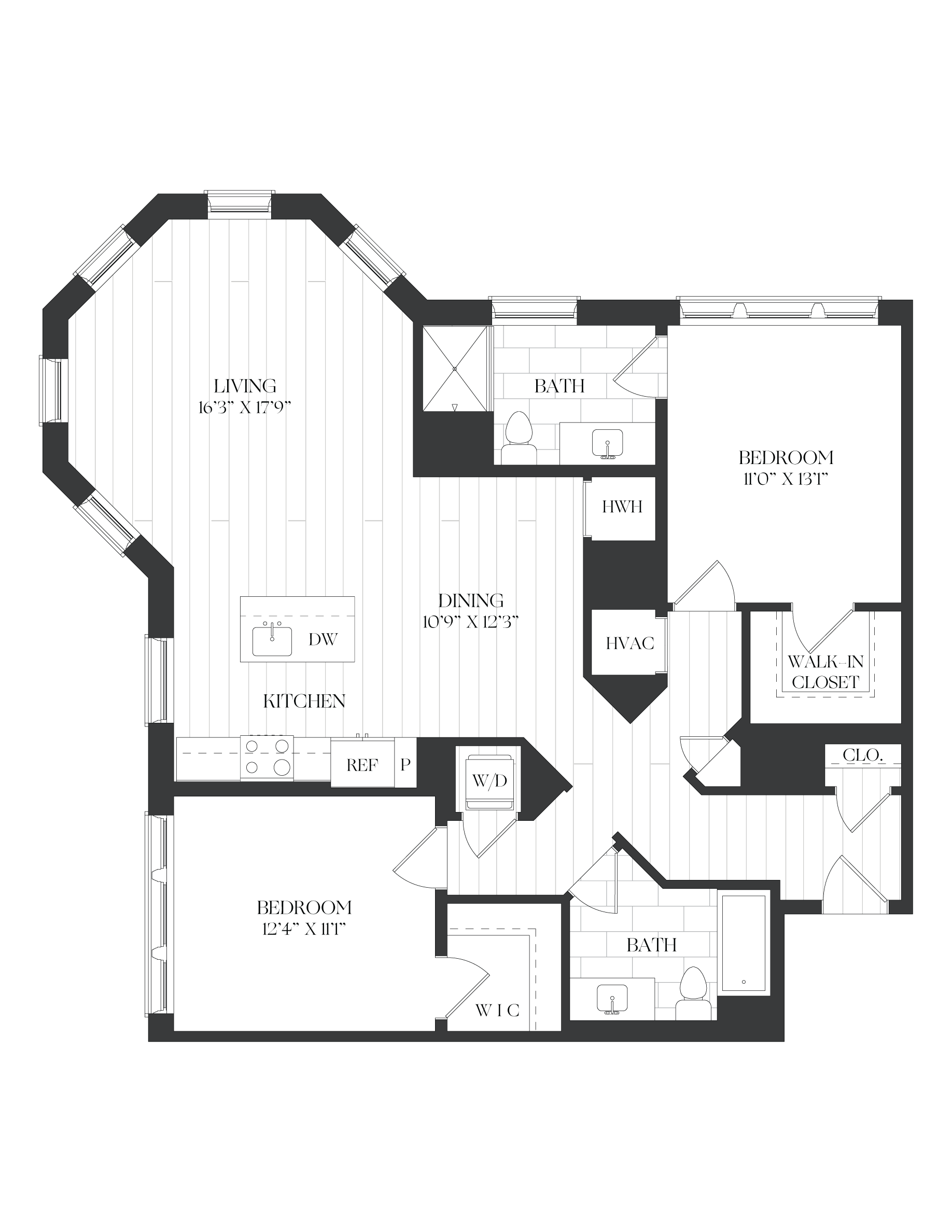 2 Bed/2 Bath-2B-12-B
