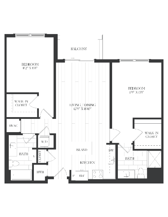 2 Bed/2 Bath-2B-3-B