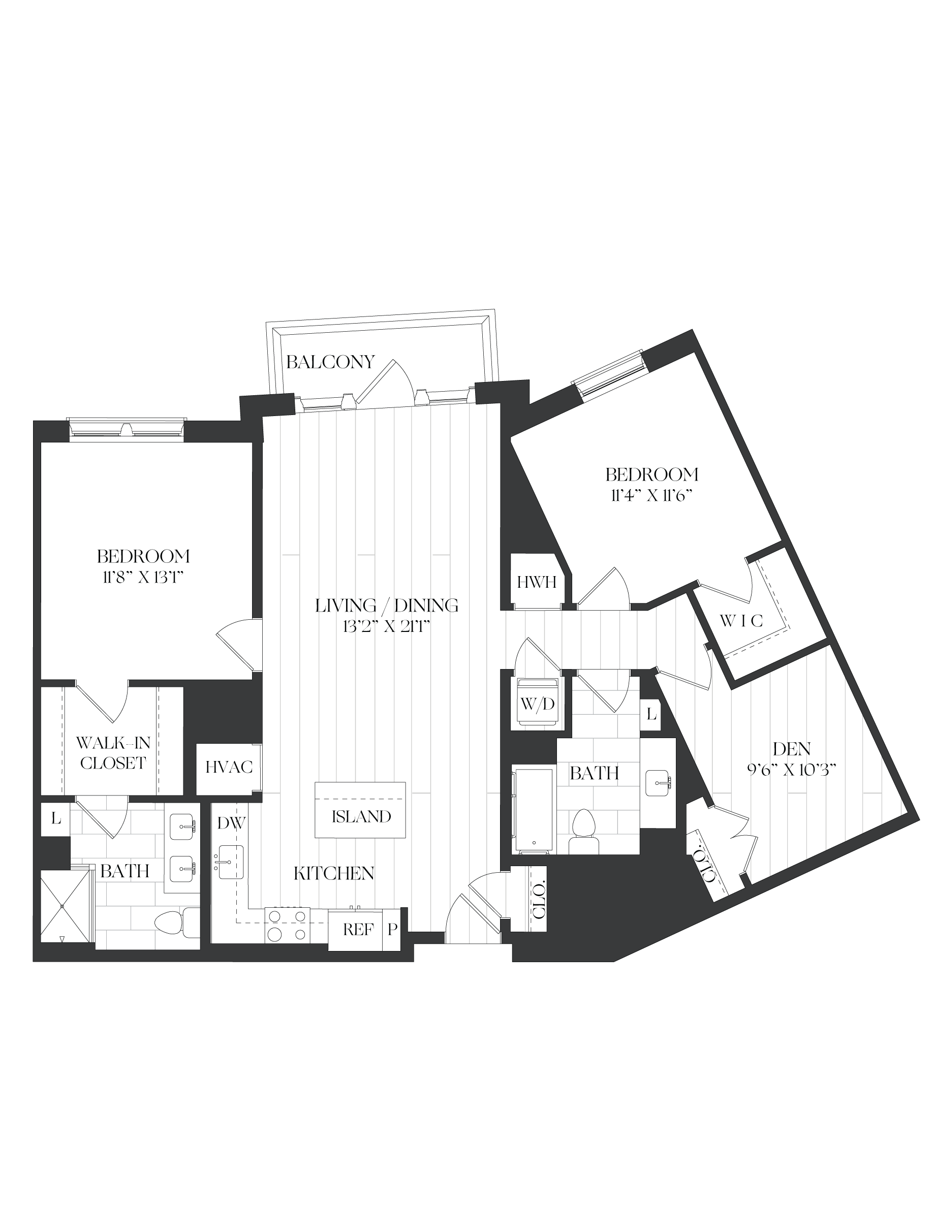 2 Bed/2 Bath Den-2D-1-A1 Balcony