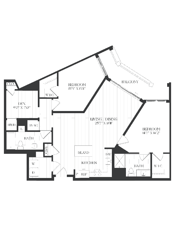 2 Bed/ 2 Bath Den-2D-3