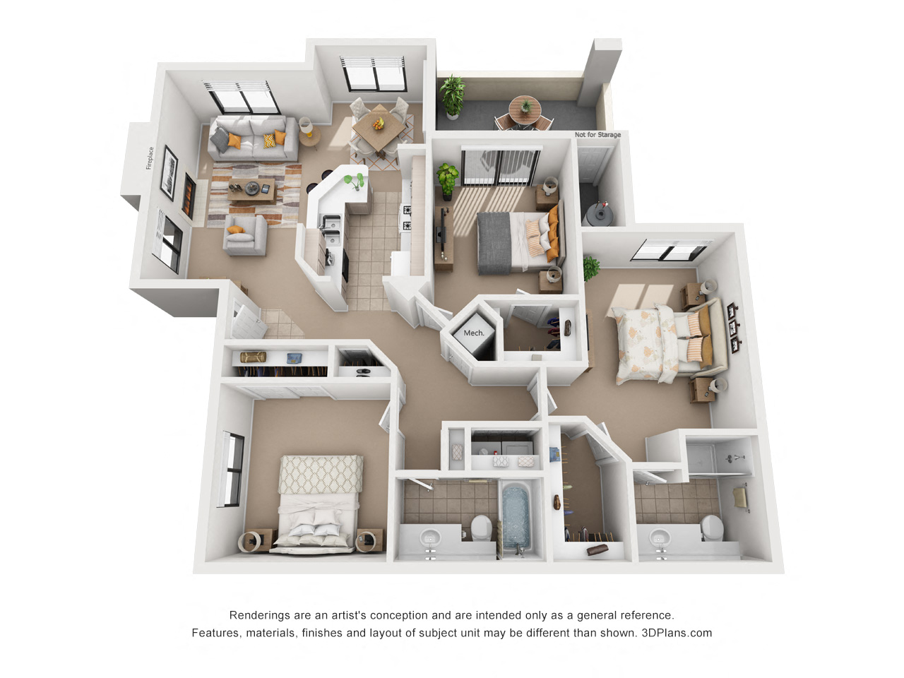 Mediterranean Floor Plan at San Montego Apartments, Mesa, 85206