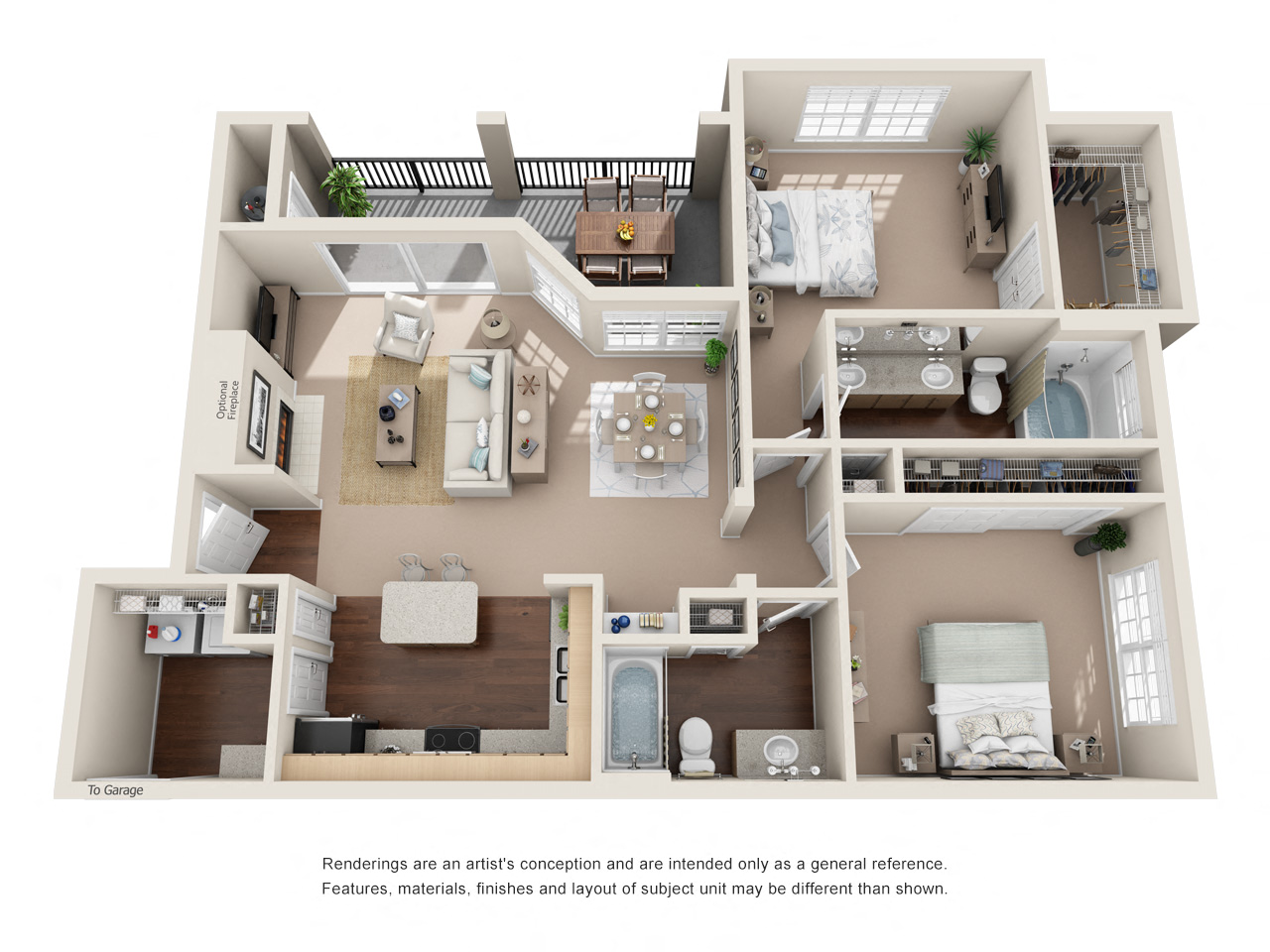 Unity 1 Floor Plan at Sonterra  Apartment Homes, Texas