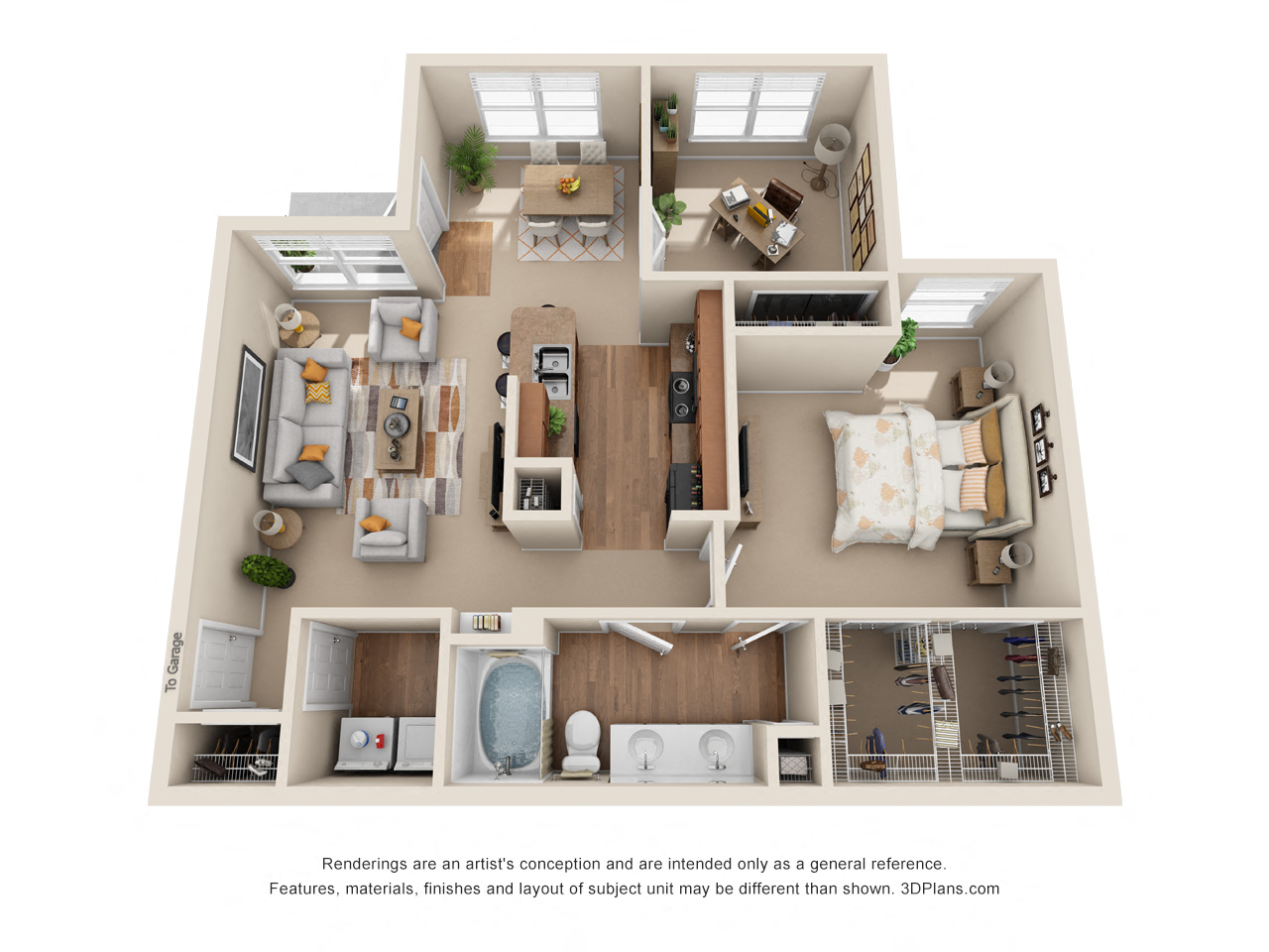 The Llano A8 Floor Plan at The Canyons Apartments, Texas, 76116