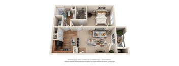 The Tyler A5 Floor Plan at The Canyons Apartments, Fort Worth, 76116