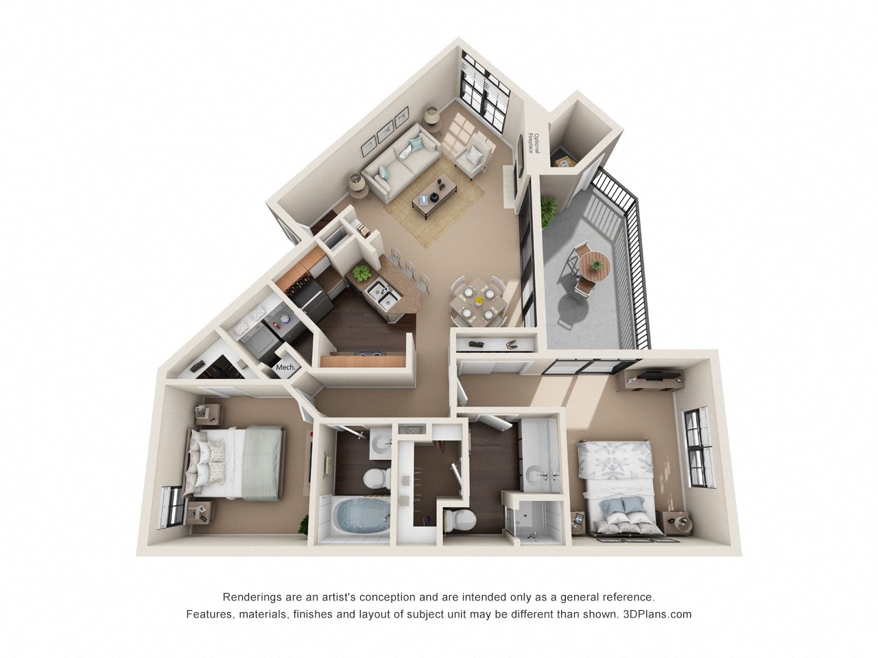 Guadalupe Floor Plan at Waters Edge Apartment Homes, Georgetown