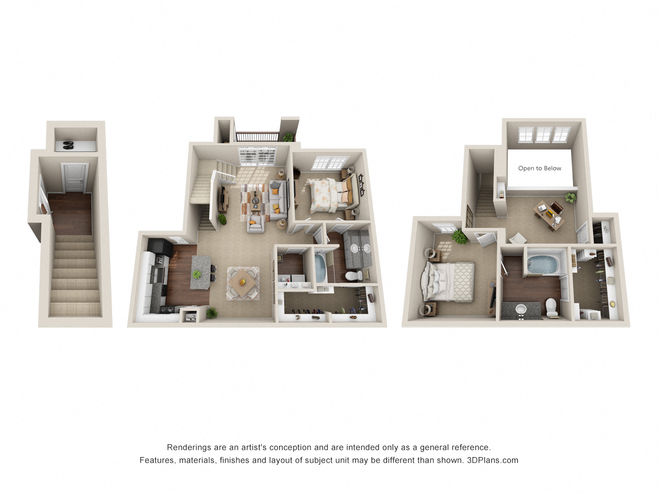 3 bedroom floor plan  the enclave at city center apartments at La Ventura Apartments, Texas, 75093
