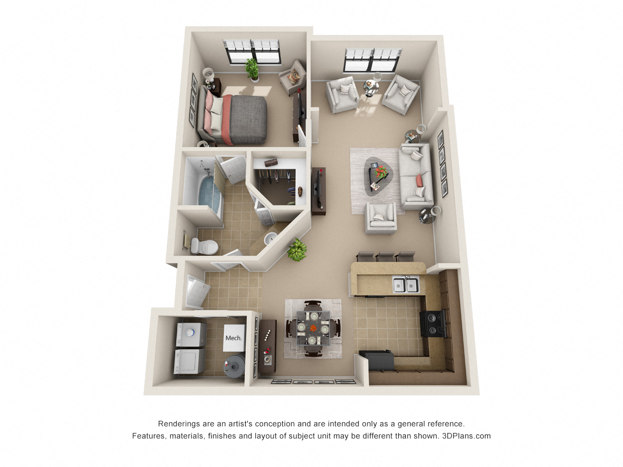 Aura Floor Plan at Las Brisas Apartment Homes, Round Rock, 78665