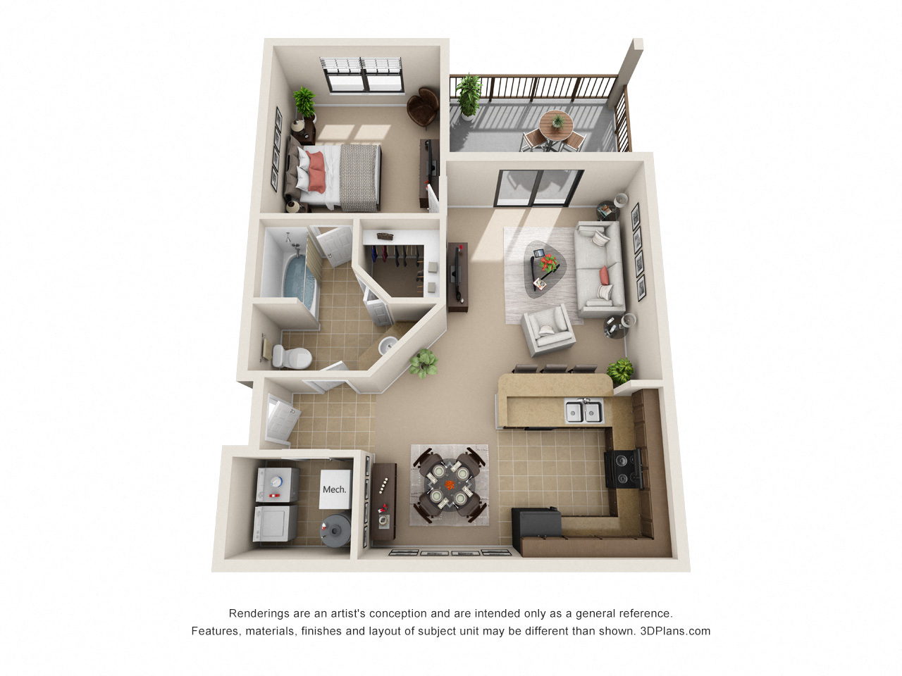 Etesian Floor Plan at Las Brisas Apartment Homes, Round Rock, TX
