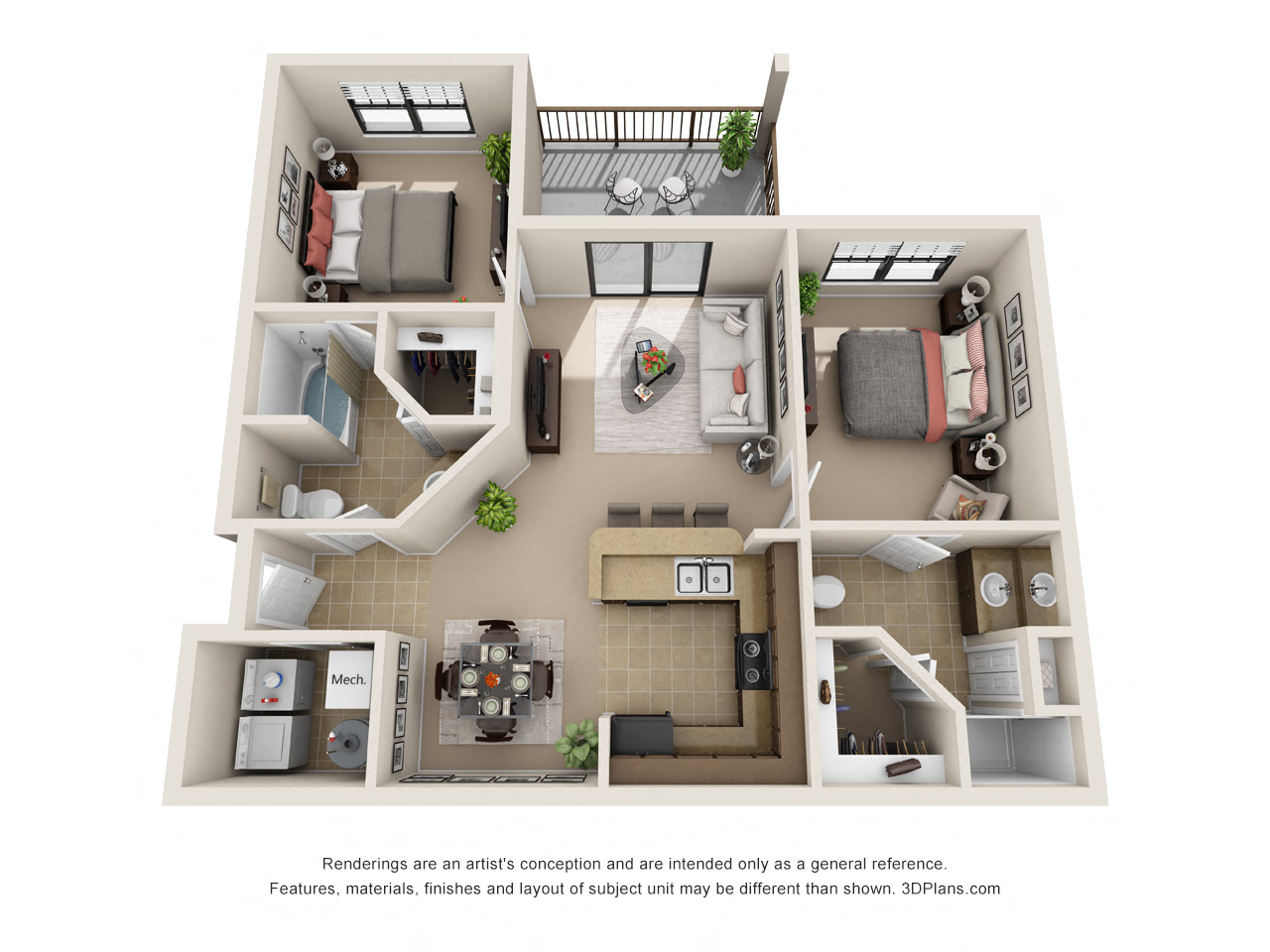 Keanu Floor Plan at Las Brisas Apartment Homes, Round Rock, Texas