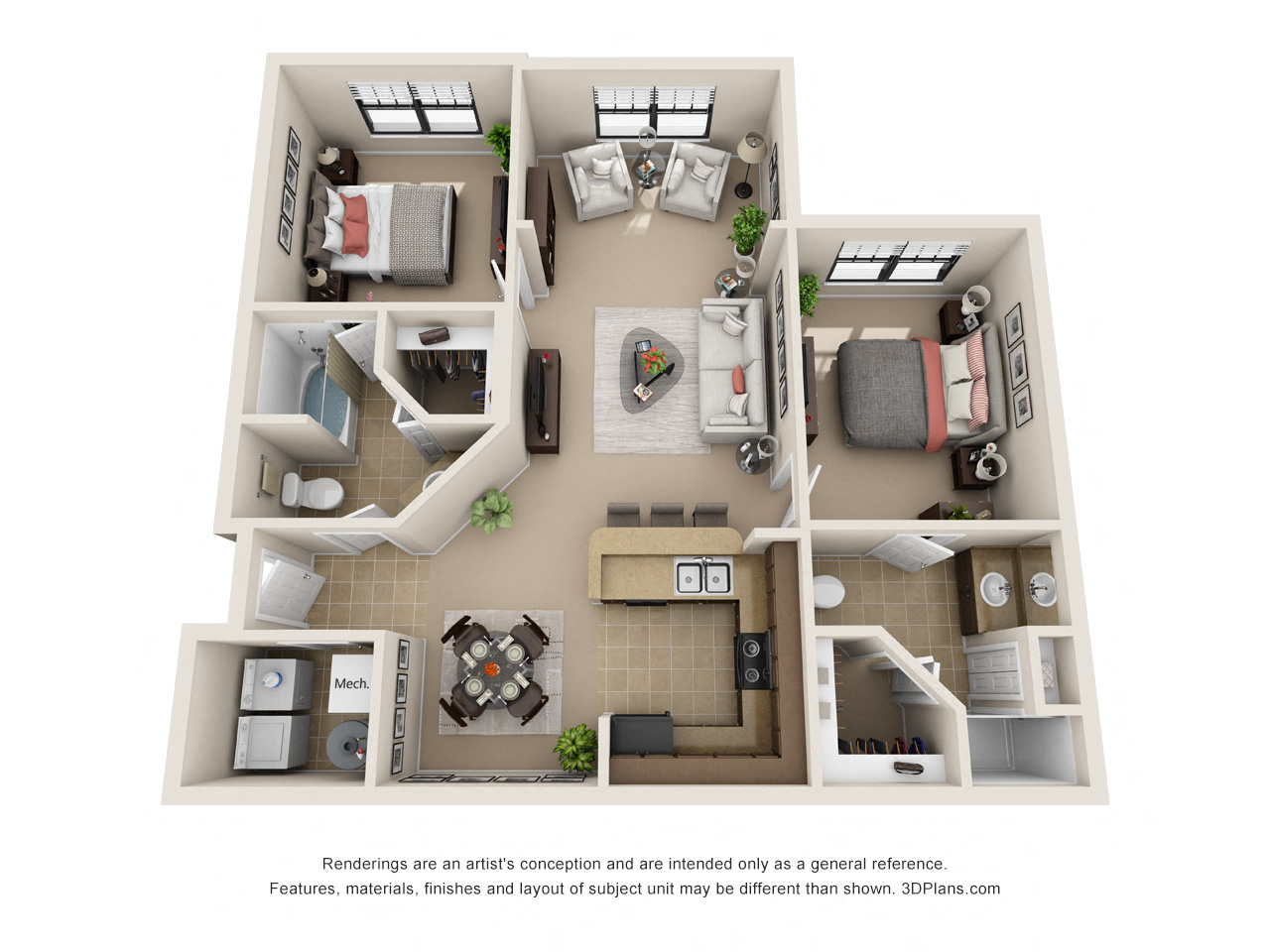 Kona Floor Plan at Las Brisas Apartment Homes, Round Rock