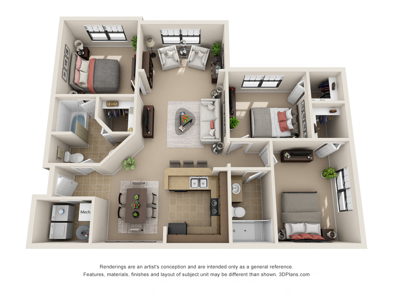 Sundowner Floor Plan at Las Brisas Apartment Homes, Texas, 78665