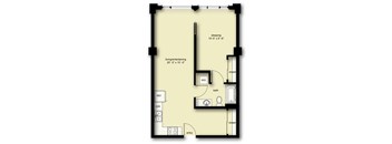 1 Bed 1 Bath Den BD2
