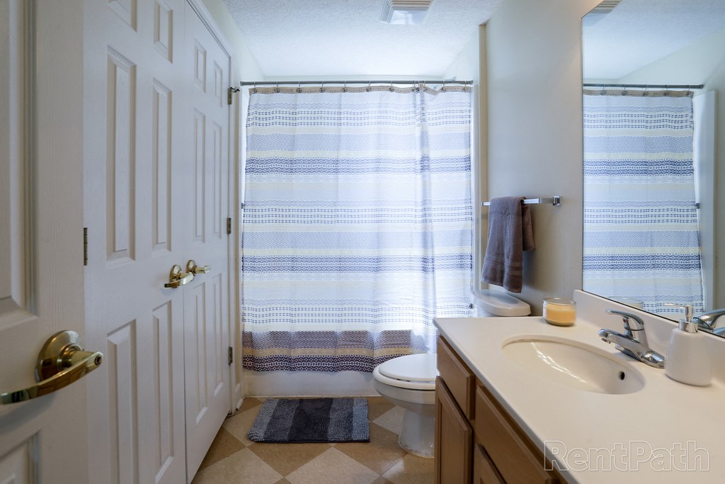 a bathroom with a sink and a toilet and a shower