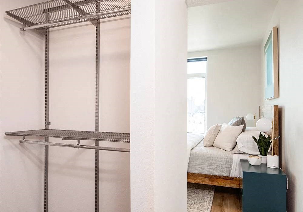 Alfa closet shelving in walk-in closet