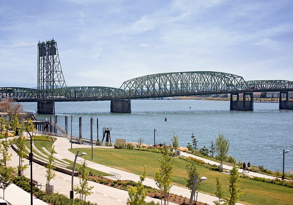 Interstate 5 bridge viewed to the southeast
