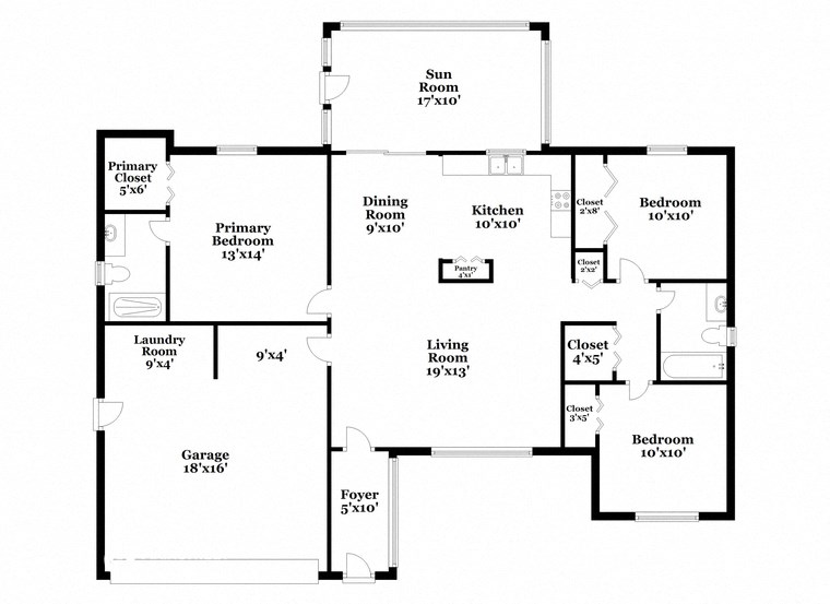 a floor plan of a house with two floors and a garage
