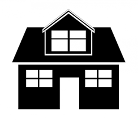 A black and white image of a house.