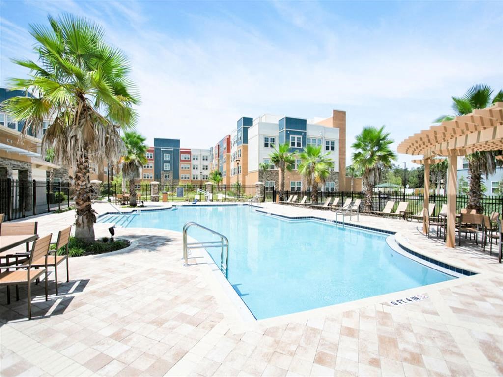 the swimming pool at the apartments for rent