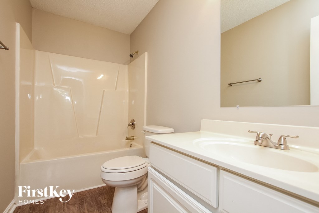 a bathroom with a sink and a toilet and a bath tub