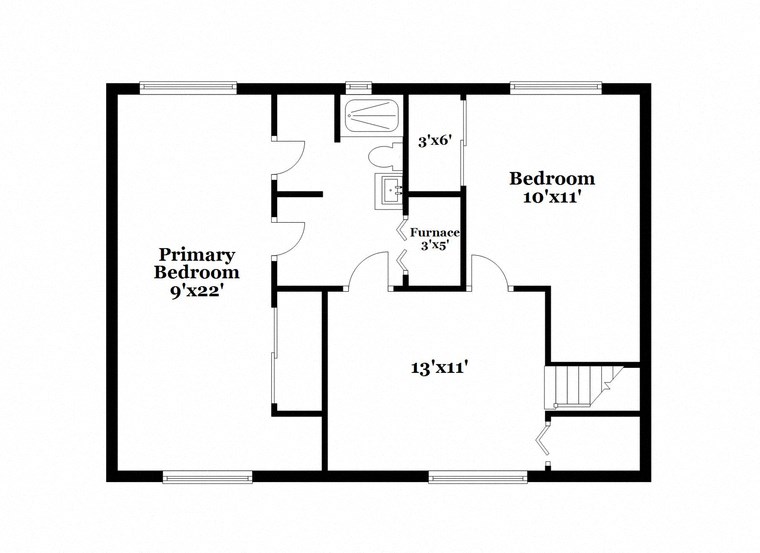 floor plan of the first floor of a house with a bedroom and a living room