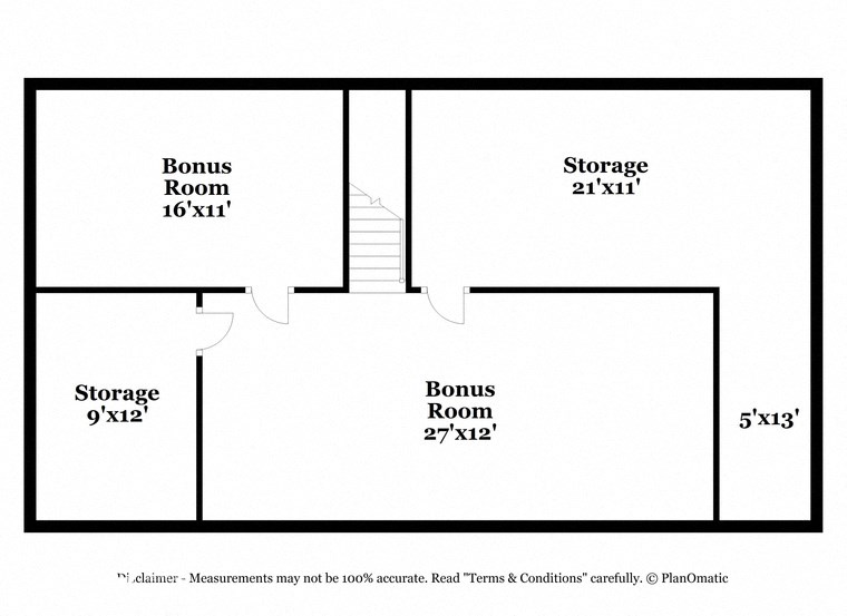the schematic diagram of a floor plan for a storeroom with bonus room and storage