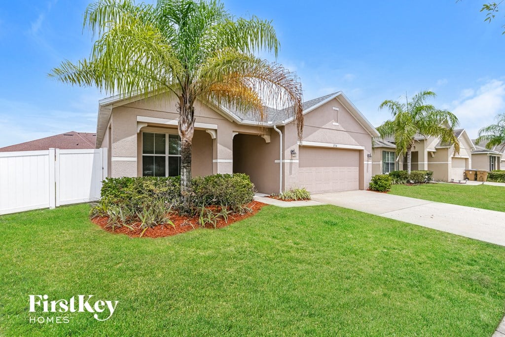 A house with a palm tree in front of it.