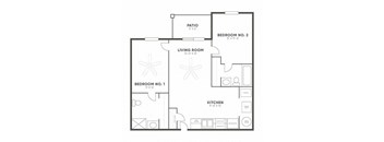 2 Bedroom, 2 Bathroom (875 sq ft)